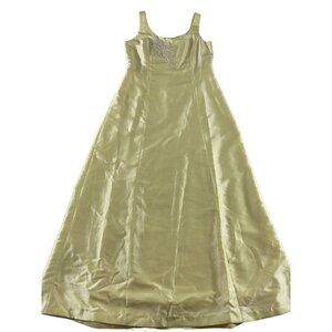 Vintage Donna Morgan Women's Yellow Embellished Satin Maxi - 12